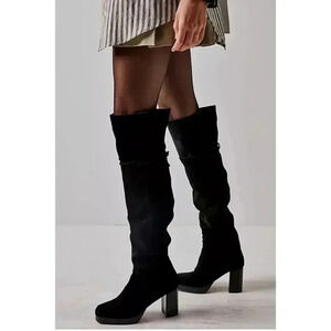 NEW Free People Echo Suede Over-the-Knee High Heel Boots size 38 US 7.5